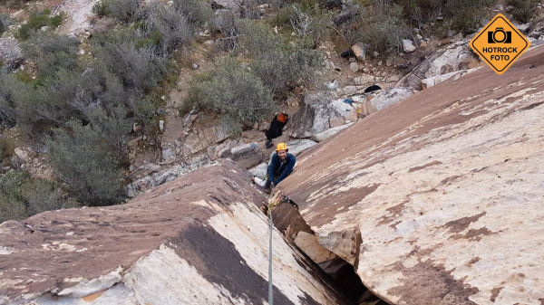 První délka cesty Triassic Sands 5.10b. Foto: HOTROCK.cz